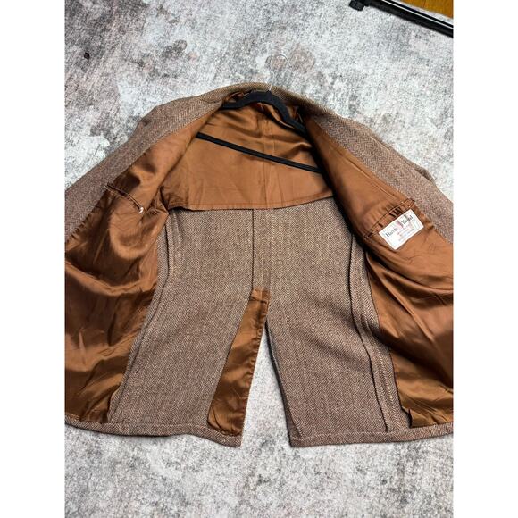 VTG Harris Tweed Sport Coat 44R Orange Unstructured Blazer Herringbone USA Read* - Picture 9 of 14